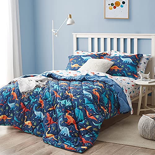 Umchord Dinosaur Kids Bedding Set For Boys, Queen Size Comforter Set With Sheets, 7 Pieces Soft Lightweight Bed In A Bag, Durable Children Bed Set #TOP1