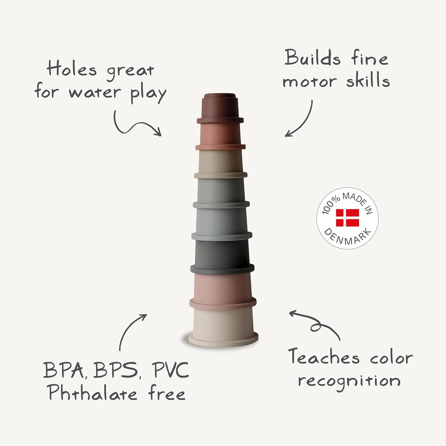 mushie Stacking Cups Toy | Made in Denmark (Original)