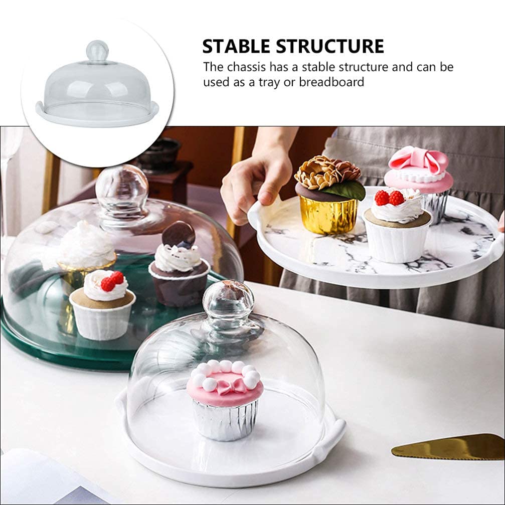 Porta Dolci Con Coperchio Angoily Campana Copritorta In Vetro Trasparente Rotonda 10 CM Alzatina Per Dolci