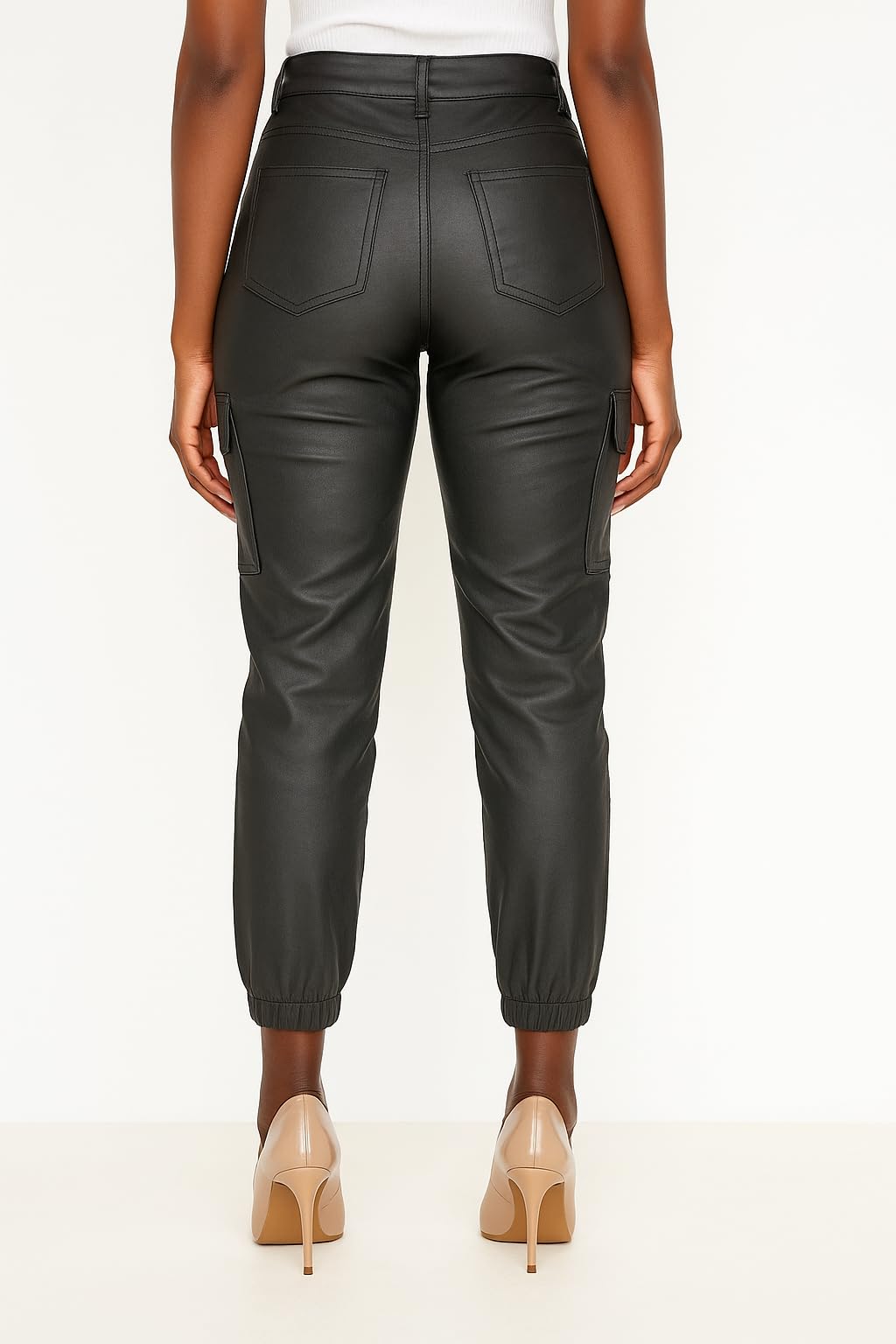 Crazy Lover Pantalon Femme Jean Slim Pantalon en Cuir pour Femmes Skinny Motard Look Cuir