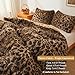 XeGe Cheetah Print Fluffy Faux Fur Duvet Cover Set, 3 Pieces Soft Plush Shaggy Fuzzy Bedding Set(1 Faux Fur Leopard Print Comforter Cover + 2 Furry Pillowcases), Zipper Closure(Queen, Brown)
