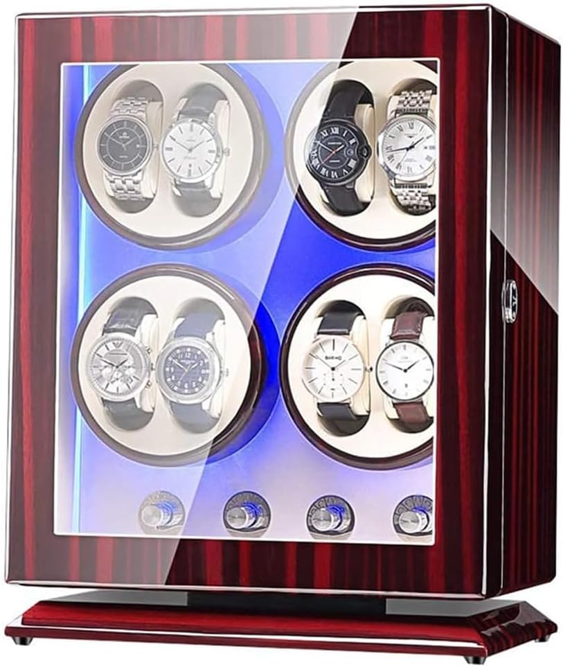 Automatic Watch Winder for Home Use, Holds 8 Watches, Waterproof Leather Material, Silent Rotation