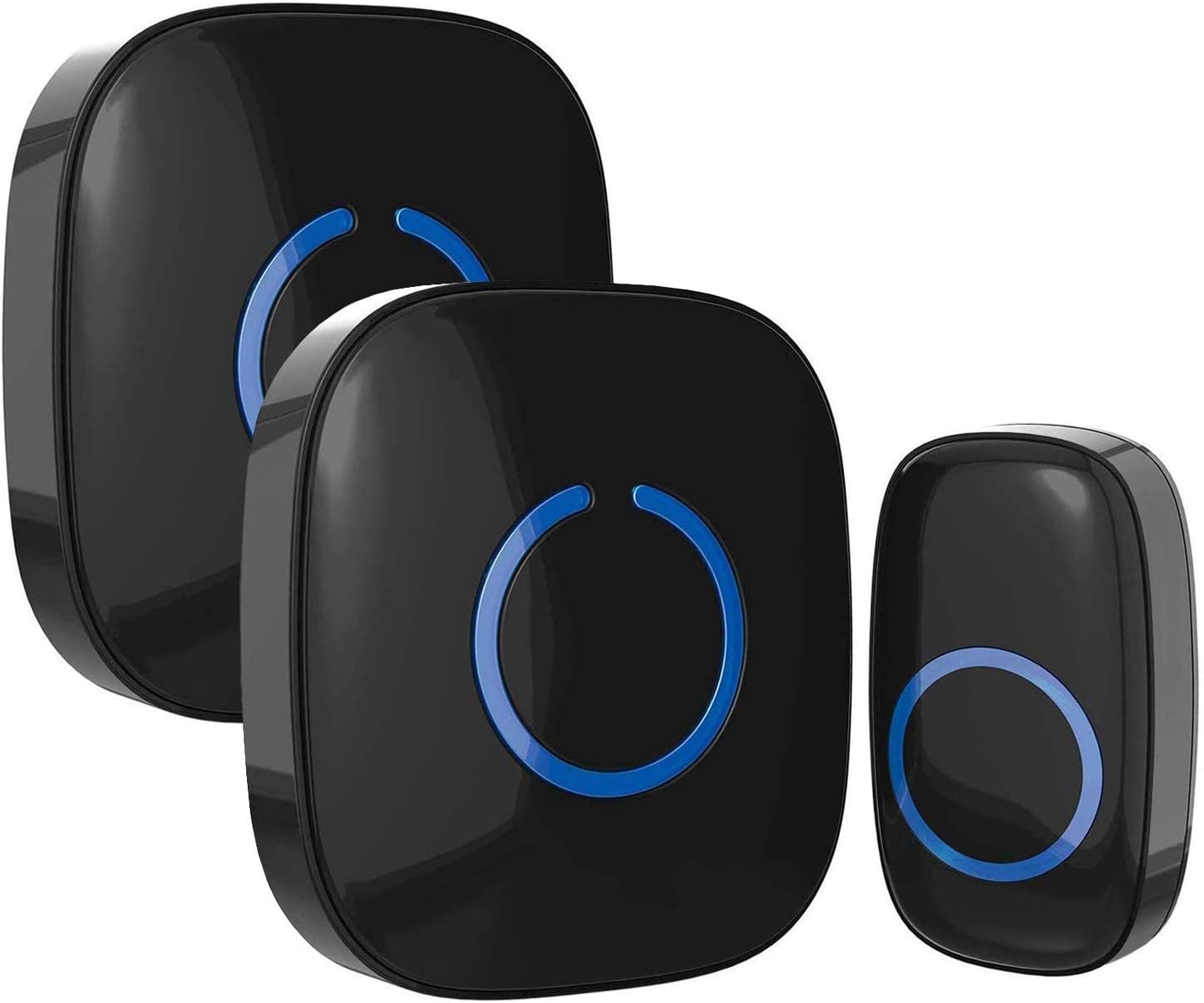 SadoTech Wireless Doorbell for Home - 1 Push-Button Ringer & 2 Chime Receivers, Battery Operated, 1000 Feet, Cordless Waterproof Door Bells w/LED Flash, Black