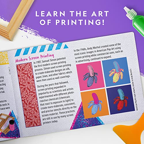 National Geographic Kids Screen Printing Kit - Arts And Crafts Silk Screen Printing Kit With Fabric Paint, Frame, Stencils & Squeegee Plus Drawstring Bag & More, Screen Print, Silkscreening Kit #TOP5