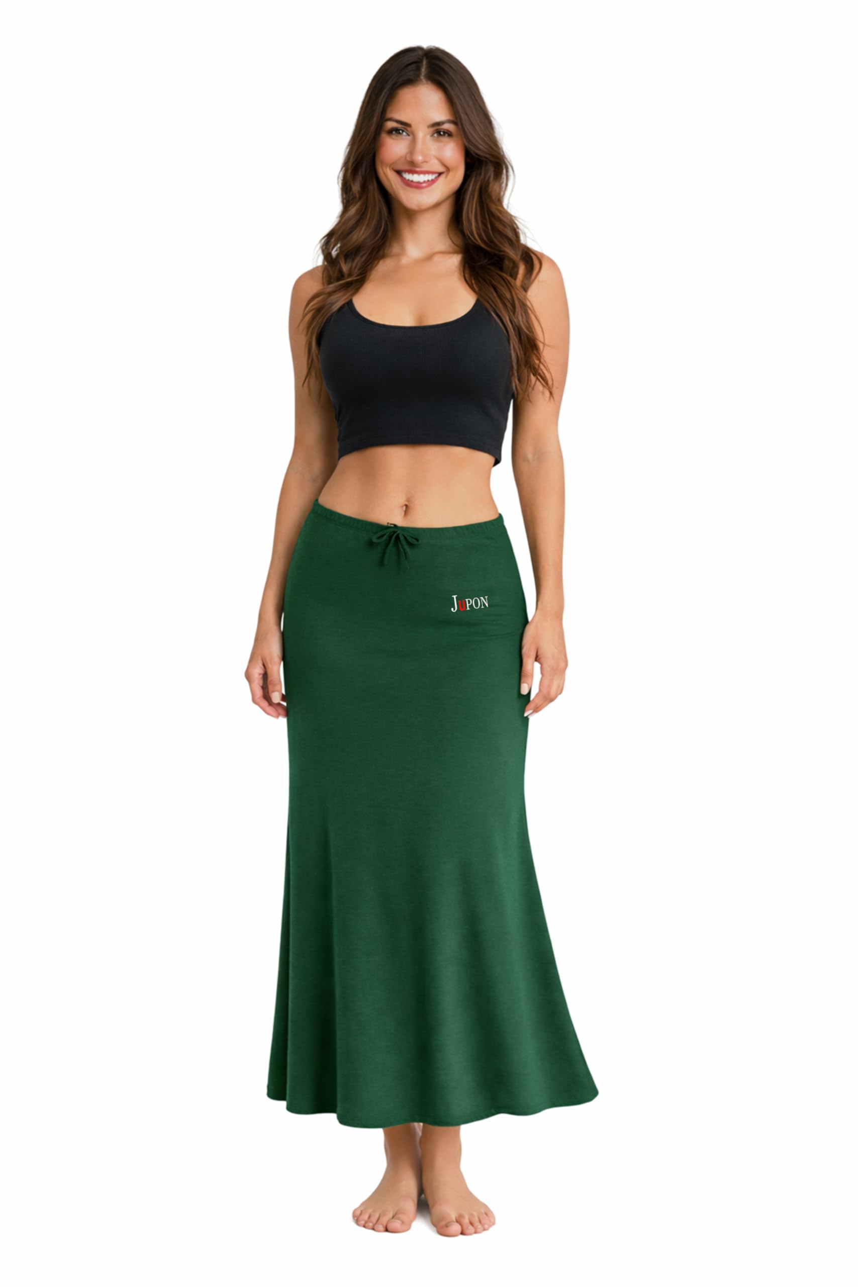 200 GSM Saree Shapewear Petticoat Triple Weaving Technology for Women, Women's Blended Saree Petticoat Shapewear, Size - 32 Bottle Green-image-9