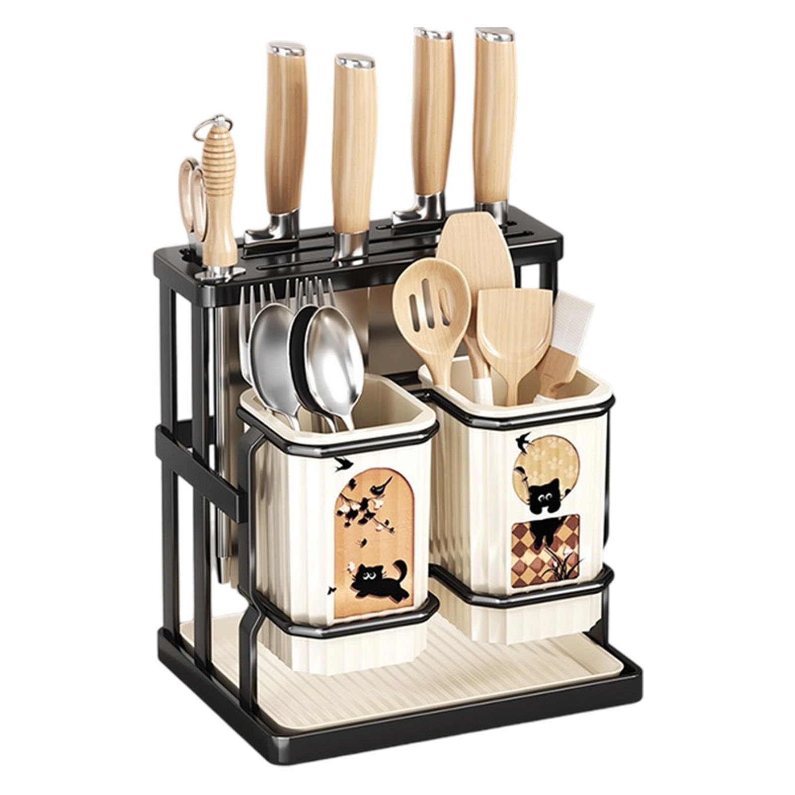 Mekalero Space Efficient Kitchenwares Organizers Multipurpose Design for Cutter Utensils Chopsticks Sturdy ABS Materials Easy Maintenances Easy Cleaning Cutter Block Chopstick Bucket
