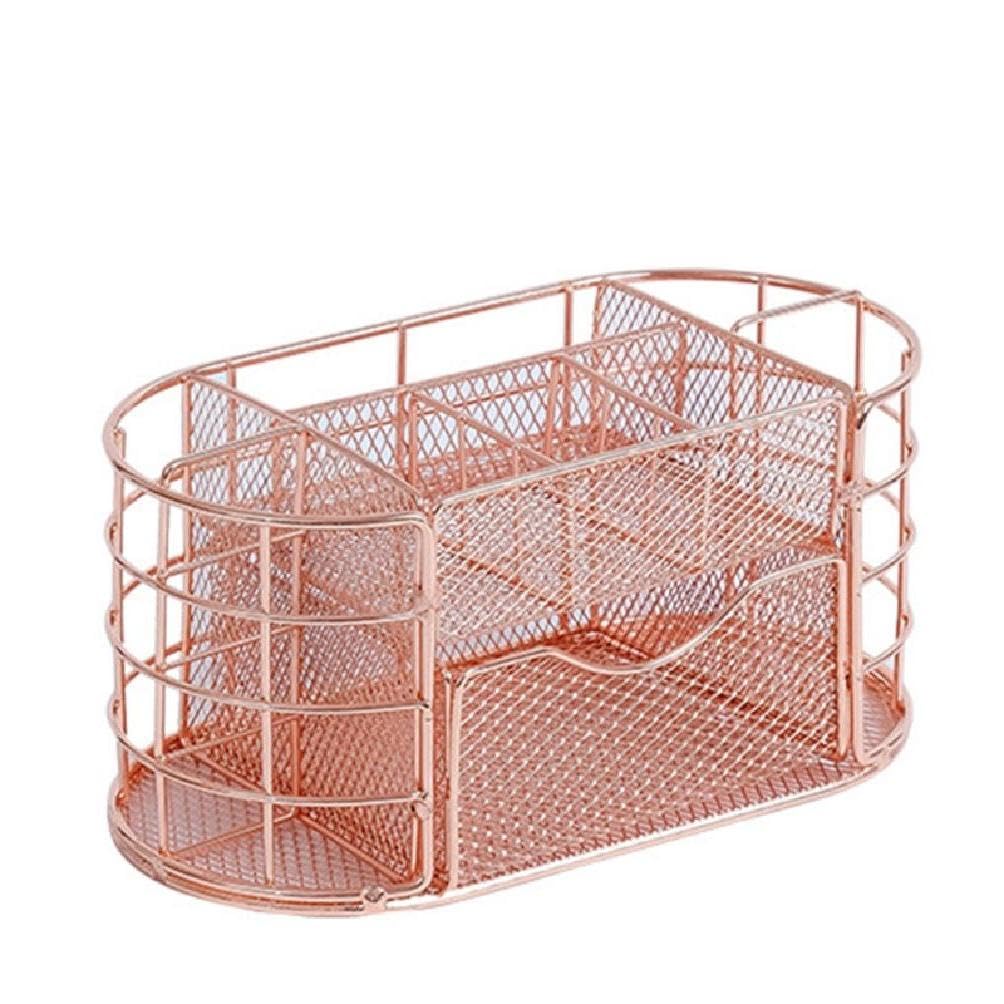 Organiseur de bureau or rose compact pour libérer de l'espace de travail