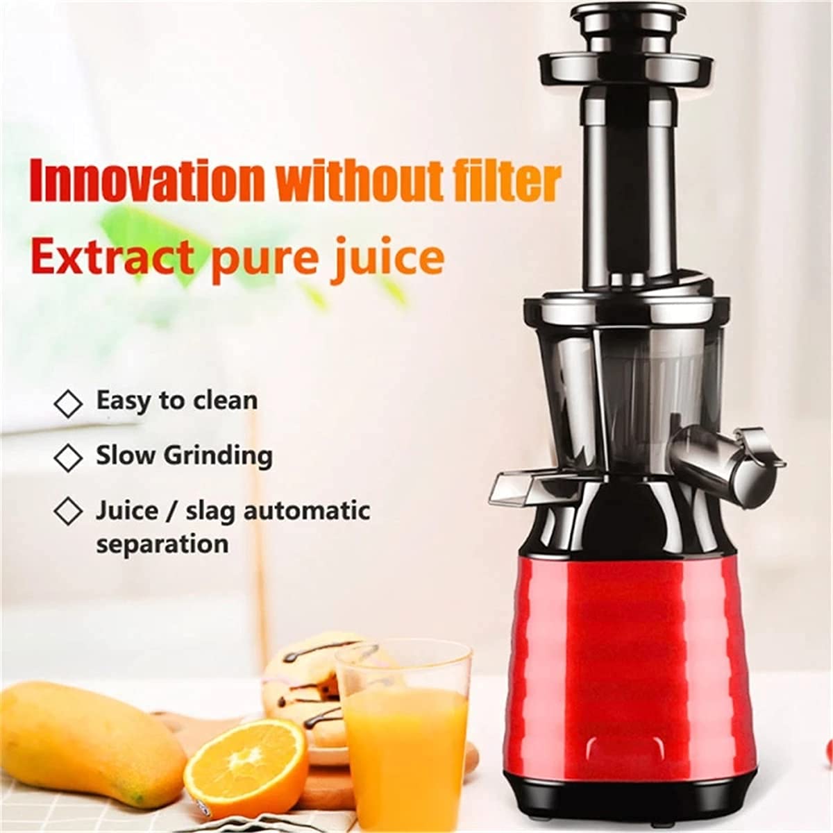 ERoomQ Slow Juicer Masticating Juicer Machine, Mini Slow Juicer, Screw Cold Press, Patent-Free Technology, Electric Fruit and Vegetable Juicer