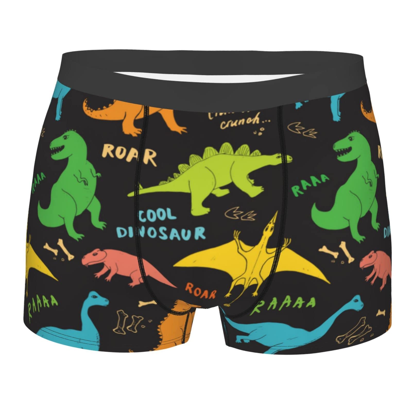Ailietra Funny Boxers Briefs for Men, Dinosaur Cartoon Men's Underwear, Gifts for Husband Boyfriend XL