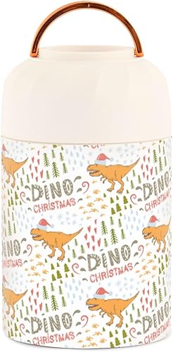 Miniatura 2 de Christmas Yellow Dinosaurs Food Jar with Spoon Stainless Steel Vacuum Insulated Food Container 17 oz Food Thermos for Lunch