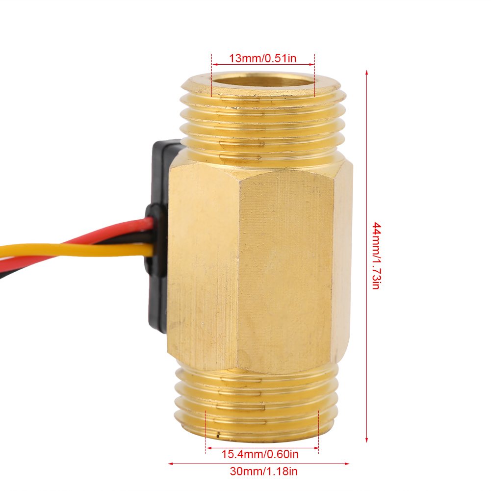 Culnflun Magnetic Resisting Water Flowinging Sensor Switch, G1/2 Thread High Quality Copper Made for Thermostatic Water Heater Water Purifier Water Industrial Field