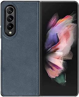 جراب من الجلد الصناعي يدعم الشحن اللاسلكي متوافق مع سامسونج جالاكسي Z فولد 4 من في فولت، أزرق