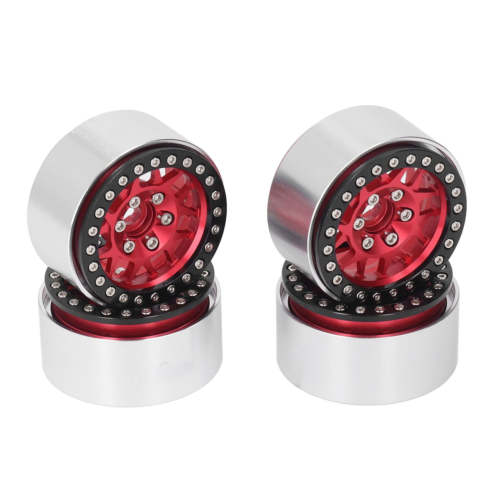 Karlak Obręcz RC Beadlock 2,2 Cala Metalowa Piasta Koła RC Aluminiowa Piasta Koła Obręcz Beadlock 4 szt. Obrabiana CNC Nadaje się do Wielokrotnego Użytku, Bez z Ad