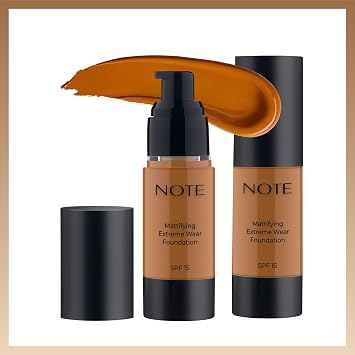 Note Cosmetique Mattifying Extreme Wear Liquid Foundation SPF 15 - Full Coverage Foundation Makeup for Oily Skin - 114 Latte - 1 oz