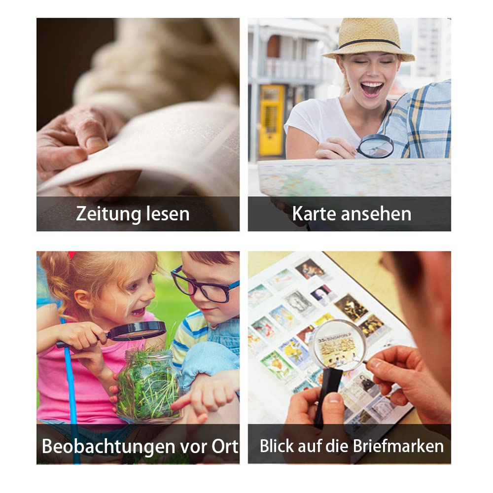 Lupe Mit Licht 60 Fach Vergrößerung - Handlupe Mit 14 LED 30X Für Senioren - Leselupe Linsentuch - Groß Zum Lesen, Sehbehinderung, Juwelier, Handwerk, Bücher