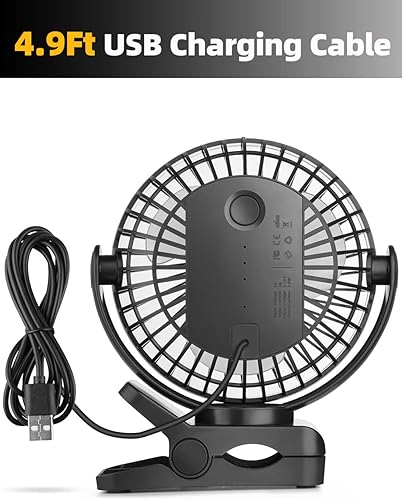 Miniatura 6 de Viniper Ventilador USB con clip de 6 pulgadas ventilador de escritorio pequeño portátil rotación de 360 ventilador de mesa de viento de 3