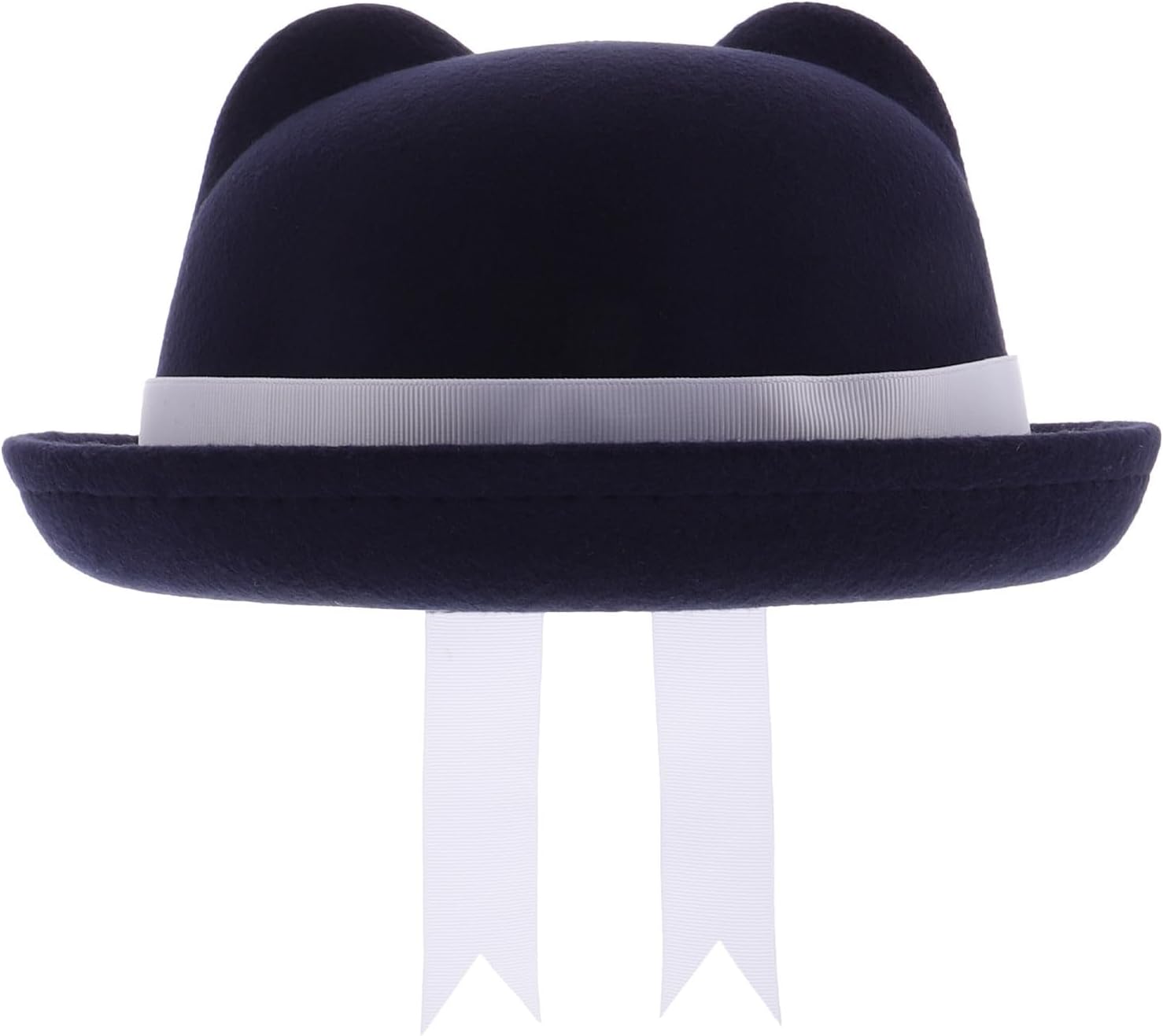 CHILDWEET Stylish Wool Beret Hat with Cat Ear Shape and Adjustable Ribbon Bow for Women, Provides Warmth and Comfortable Fit, School Style Accessory Dark Blue