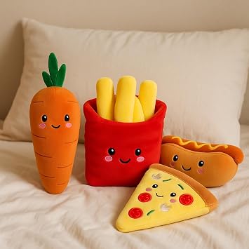 PMS Plush Softlings Hot Dog Toy – 21cm Soft Plush Hot Dog with Smiley Face & Mustard Detail – Cute Stuffed Food Toy for Kids, Toddlers & Plush Collectors