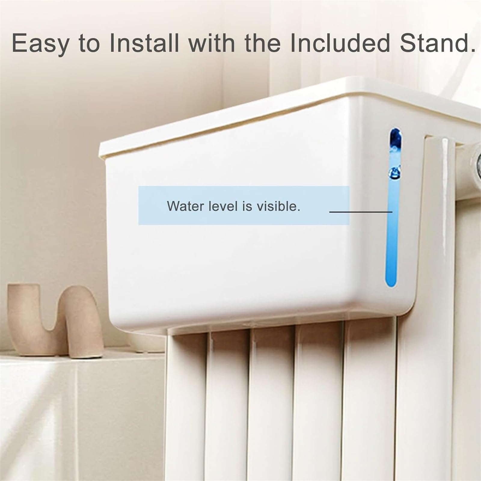 Serbatoio umidificatore per termosifone, grande capacità, design con asta retrattile per asciugare i vestiti per camere da letto, 39,9 cm