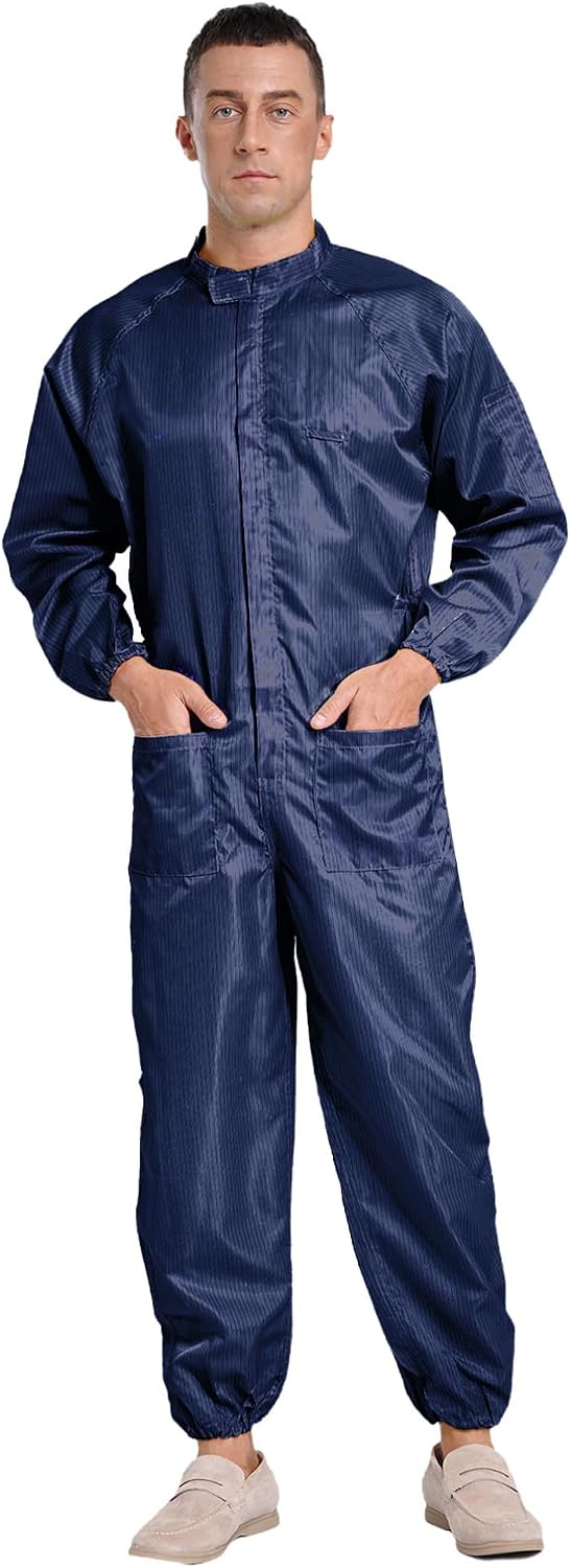 iiniim Men's Work Overalls Mechanic Workerwear Dustproof Boiler Suit Anti-Static Safety Coverall