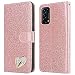 Produktbild iPEAK Schutzhülle für Oppo Find X3 Lite 5G (16,43 cm), glänzendes Leder, glitzernd, mit Standfunktion, Kartenetui für Oppo Find X3 Lite 5G Handy (rotgold)