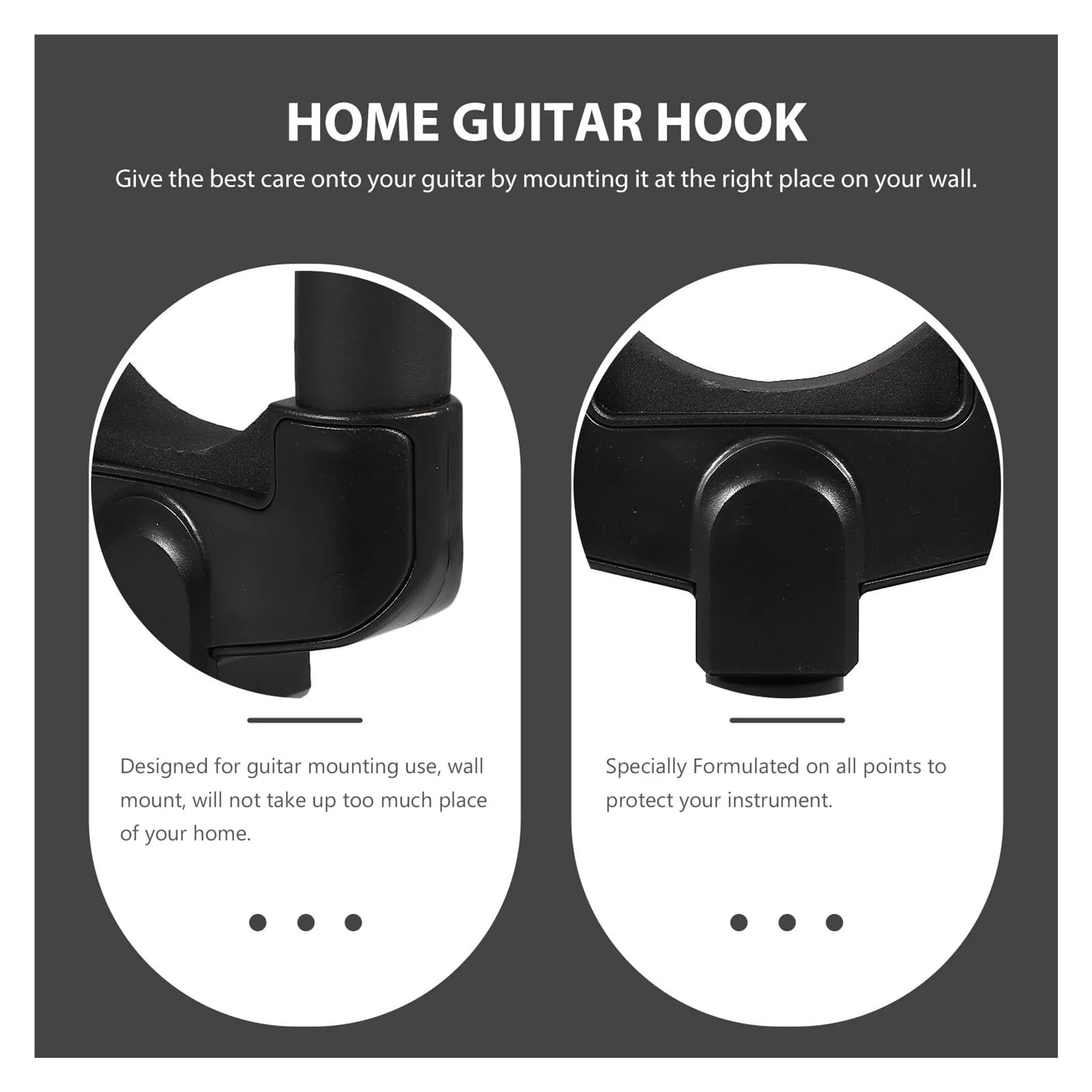 tianwandong Wieszaki ścienne na gitarę Półka ścienna na gitarę Stojak na gitarę Hak z automatyczną blokadą Uchwyt i podstawa (czarny)(6Pcs)