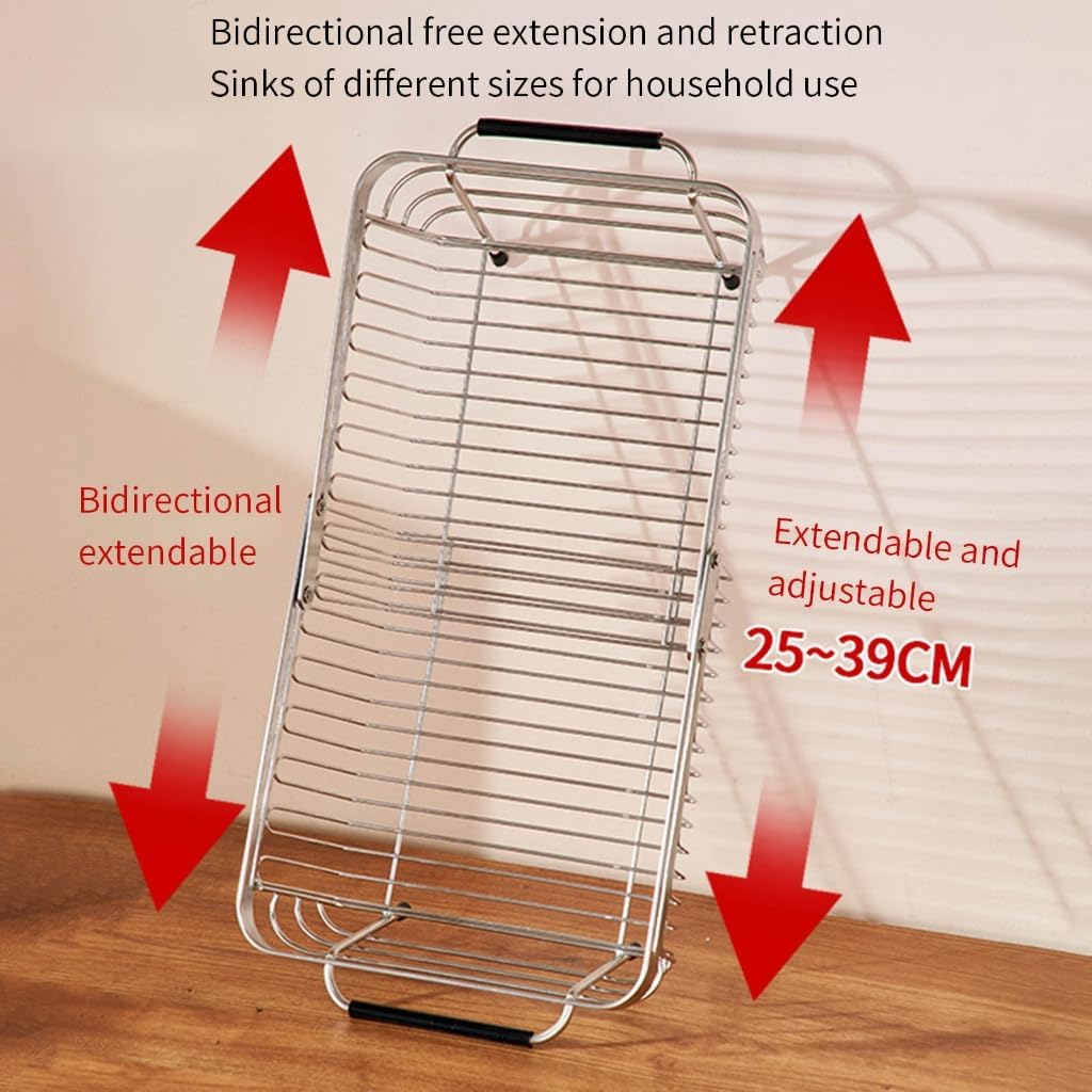 Sturdy Stainless Steel Foldable Sink Basket With Quick Drains Meshes Designs