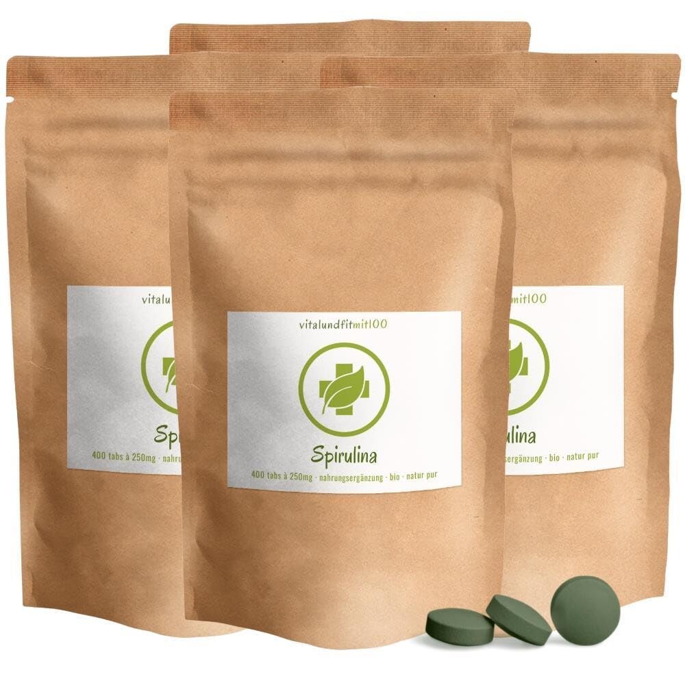 Bio Spirulina (Blaualge) – 1600 Presslinge – 250mg pro Tablette – Rohkostqualität – Blau-Algen aus kontrolliert biologischem Anbau – ohne unnötige Zusätze