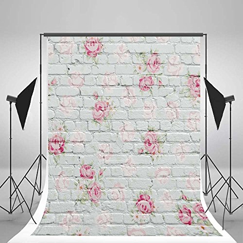 DODOING 3x5ft Flower Brick Wall Photography Backdrops Baby Newborn Photo Background for Studio Props
