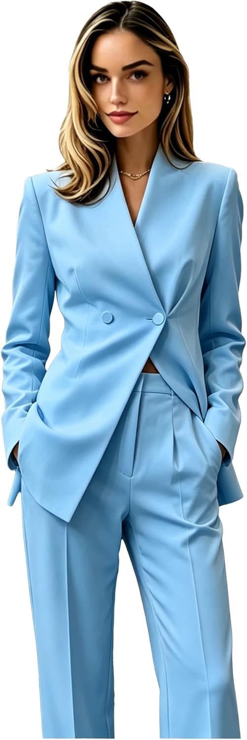 2 Pieces Womens Suit Slim Fit Pant Suits for Women Casual Dressy Pantsuits Formal Business Blazer Pants Suit Set