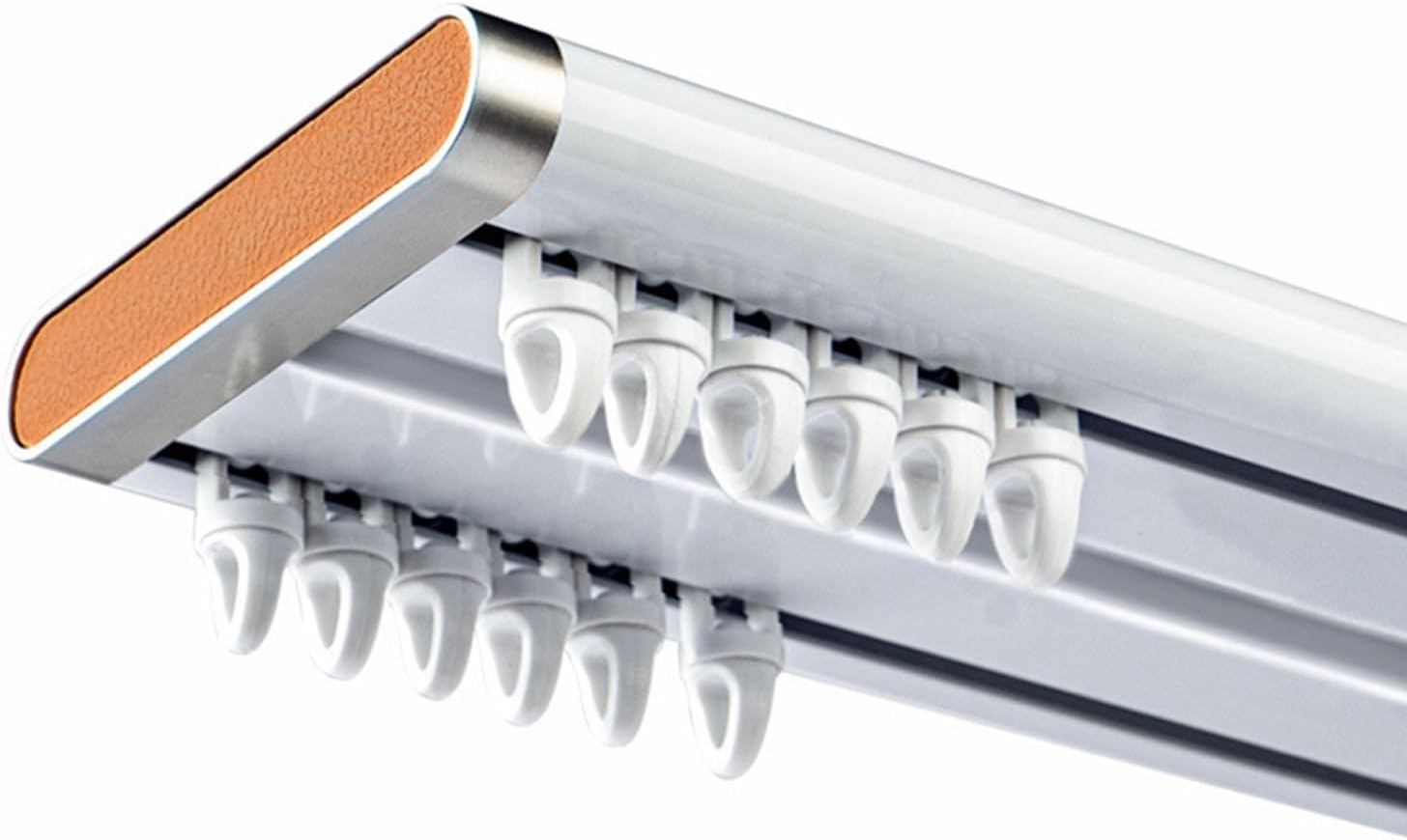 Light Luxury Double Track Curtain Rod Set, 1m-6m Adjustable Ceiling Track with Silent Pulleys, Thickened Aluminum, Includes Installation Accessories, Elegant White Finish