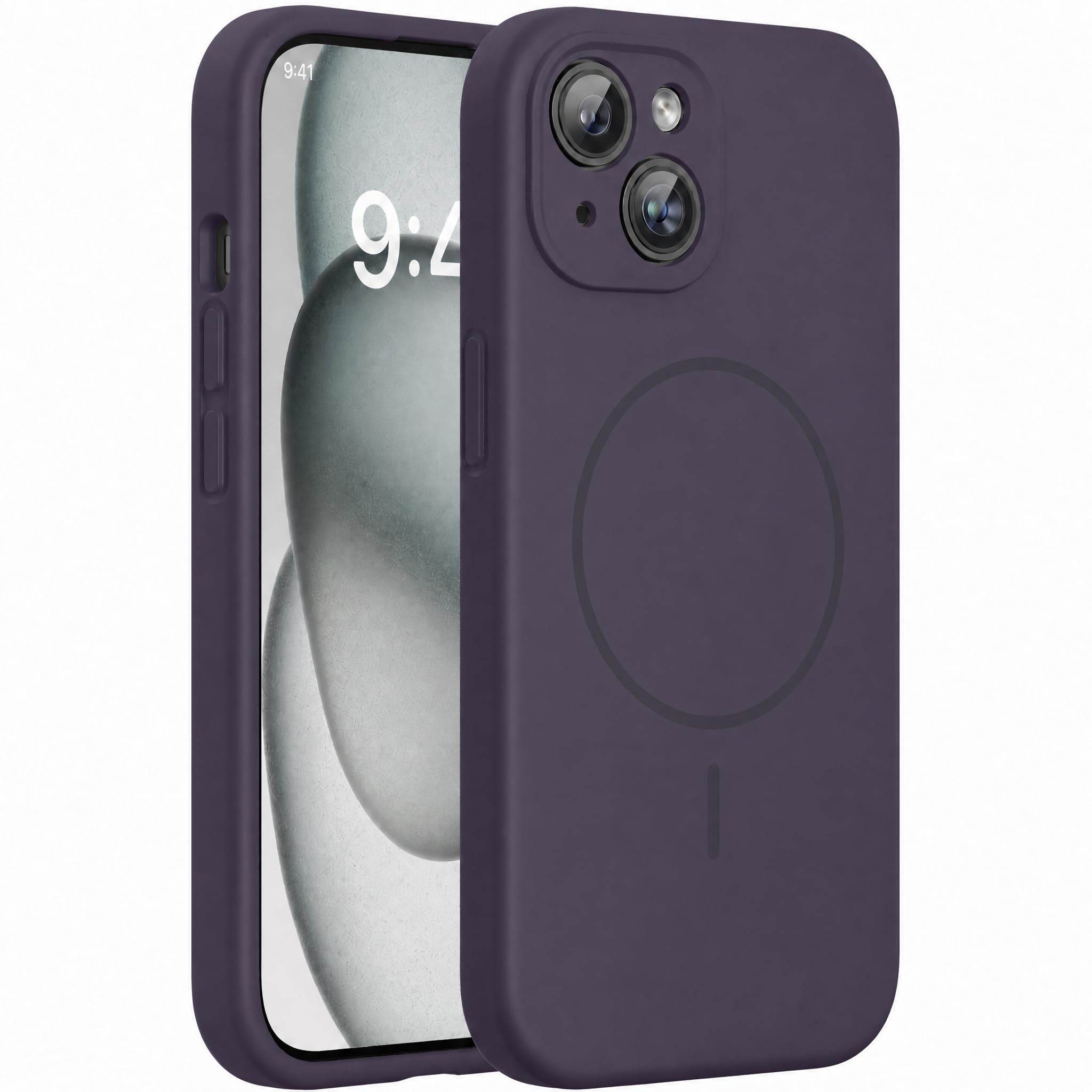 Miracase Silicone &amp; Magnetic for iPhone 15 Case, Dark Purple