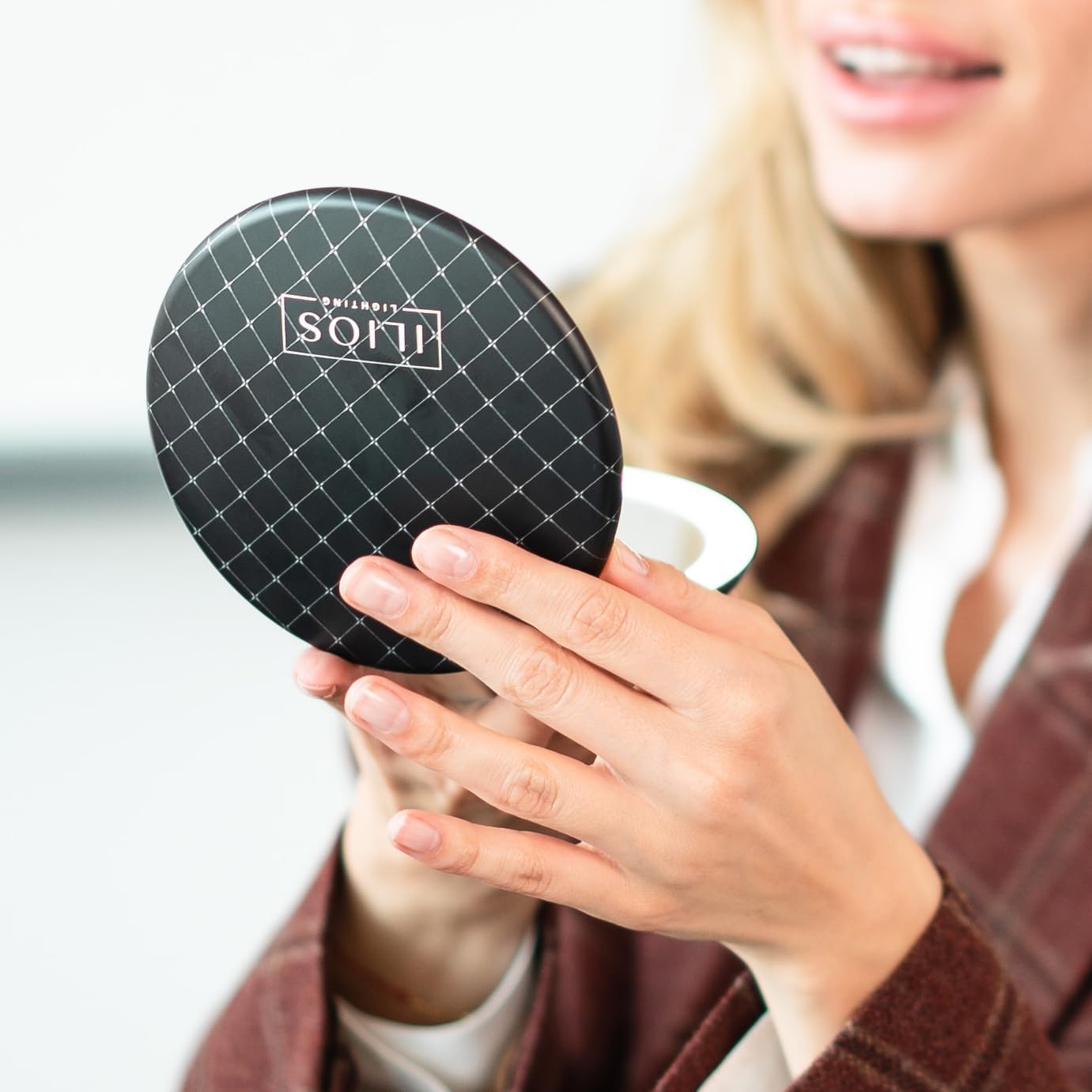 Black LED Compact Mirror with Light and 1x and 10x Magnifying Mirror in 5-inch mini Size Ideal for Travel