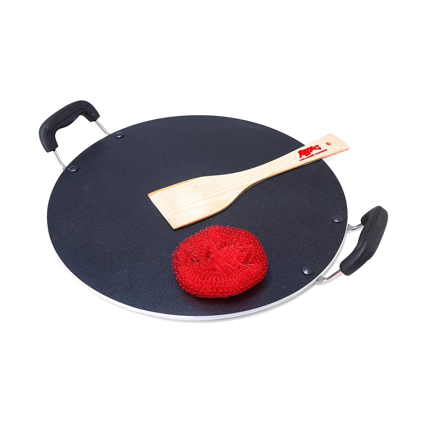Platinum Flat Multi Deluxe Aluminium Tawa, Black