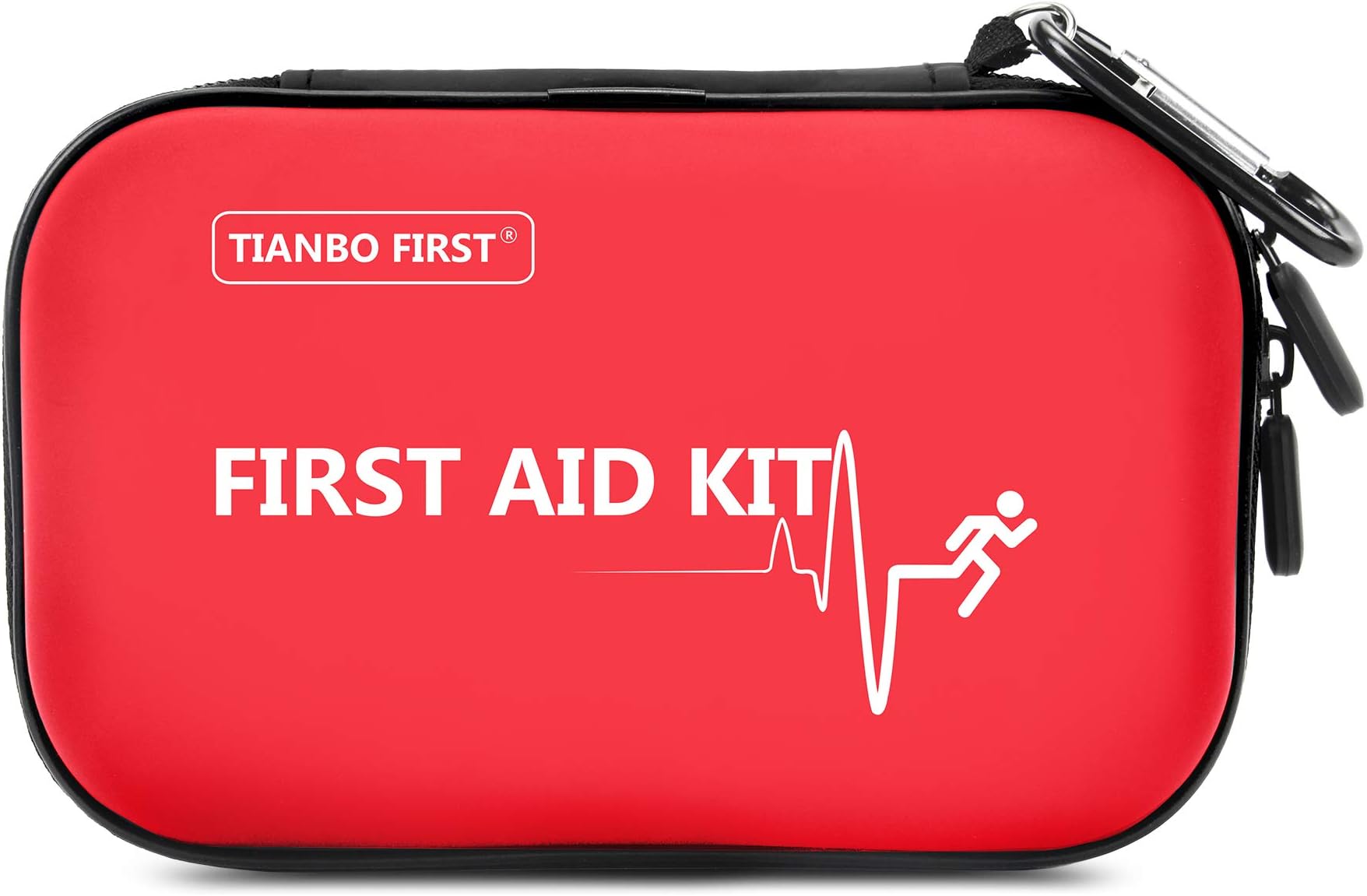 Mini First Aid Kit, 107 Pieces Hard Shell Small Medical Pouch, Lightweight Emergency Survival Bag for Hiking Camping Backpacking Travel, Red