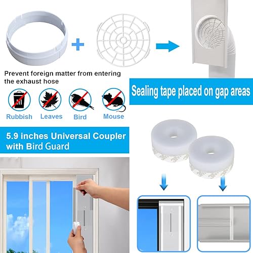 Miniatura 6 de NWESTUN Kit de ventilación portátil para puerta corrediza, kit de ventana de aire acondicionado portátil 2024 para puerta corredera, longitud máxima