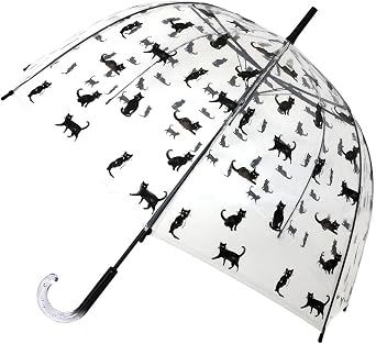 SMATI Umbrella - Auto Open Clear Dome See Through Transparent Birdcage Cat Stick Umbrella for Women and Kids