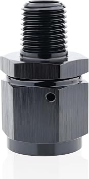 8AN Female to 1/4 NPT Male Swivel Fuel Hose Fitting Union Straight Fitting Black Anodized Aluminum