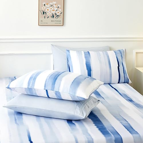 Miniatura 8 de YIYEA Juego de edredón tamaño King  Estampado floral  7 piezas de cama en una bolsa  Juegos de ropa de cama para todas las estaciones con edredón,