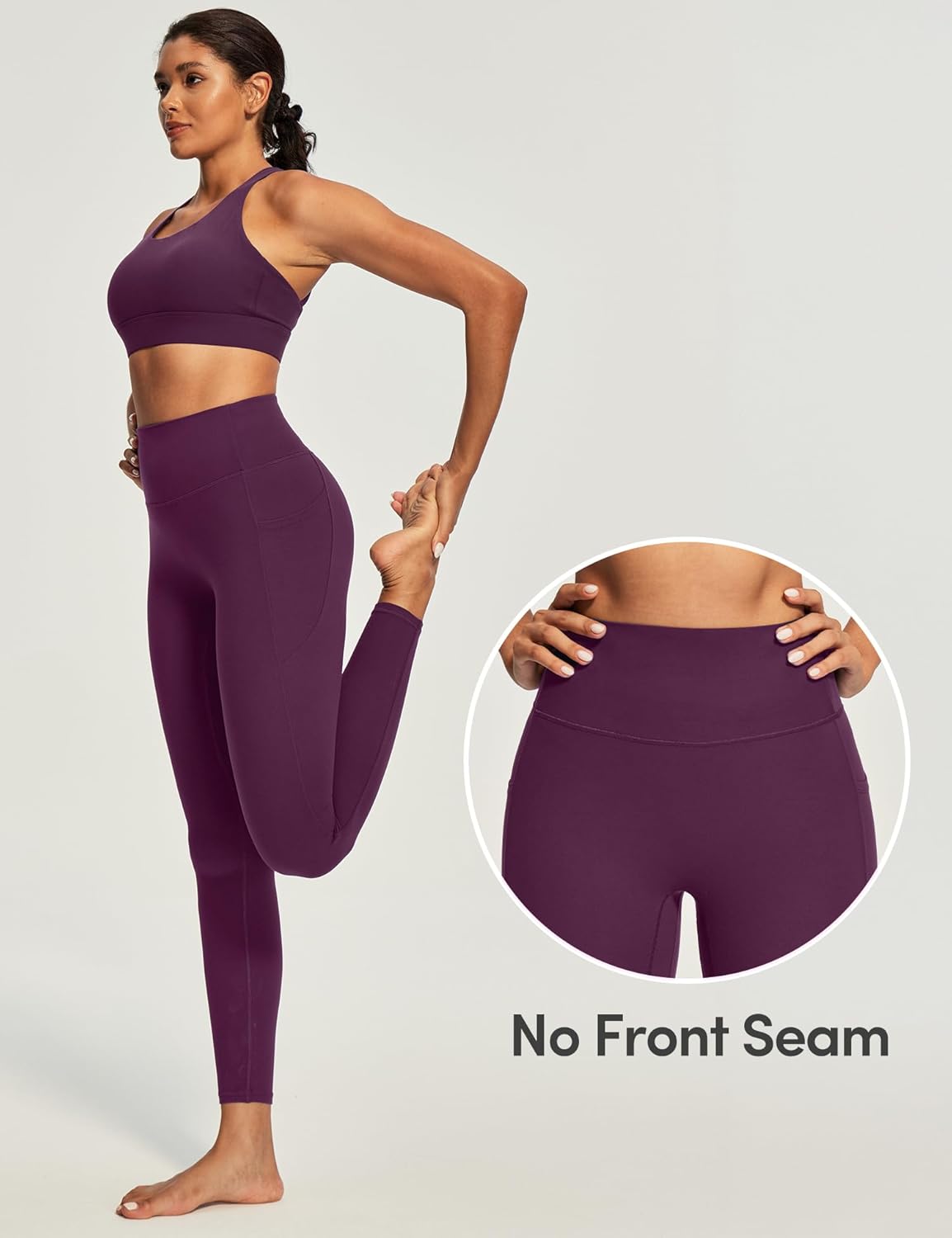 IUGA Invisible Scrunch Butt Lifting Leggings for Women No Front Seam Gym Leggings with Pockets Yoga Pants Tummy Control