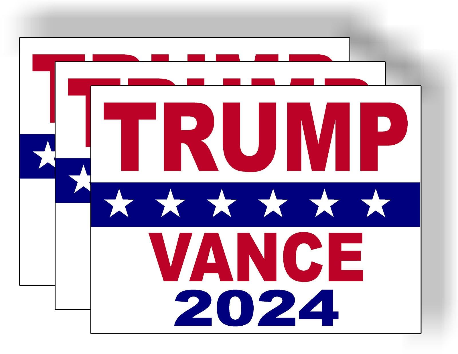 Trump Vance 2024 Stars JD Donald - Bumper Magnet, Share w/Family & Friends - Political Magnet for Car, Refrigerator, Locker, Office, Magnetic Sign for Vehicle, Fridge, Decor, Gift - 4