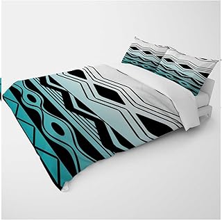 YANFENQI Full Duet Covers White Cyan Teal Gradient Vintage Texture Autumn Bedding for Kids Teens Adults (Full,80