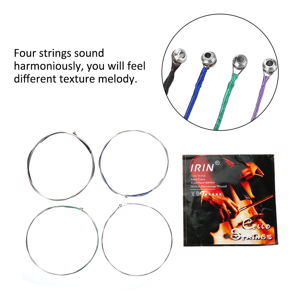 4pcs Cordes de violoncelle, fil d'acier V80 professionnel avec sac d'emballage