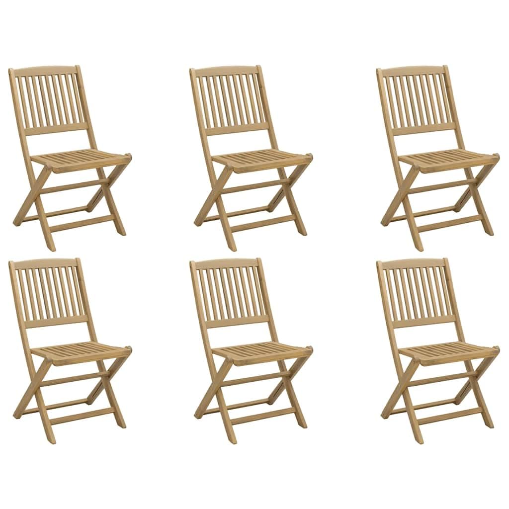 Juego de 6 sillas plegables de jardín de madera maciza de acacia, 44 x 50 x 88 cm, con respaldo y diseño de listones para mayor comodidad y sequedad