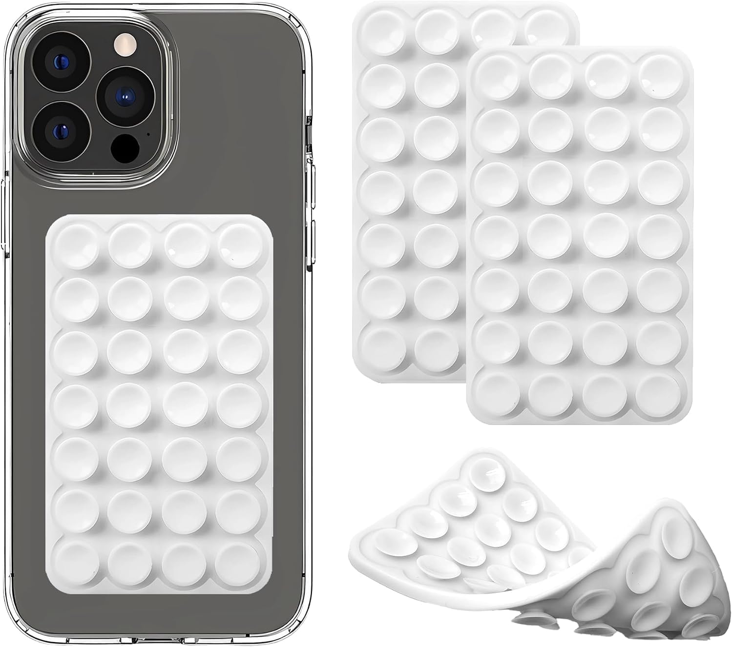 Double-Sided Suction Cup Phone Detachable Mount - FU (2 Pack White)