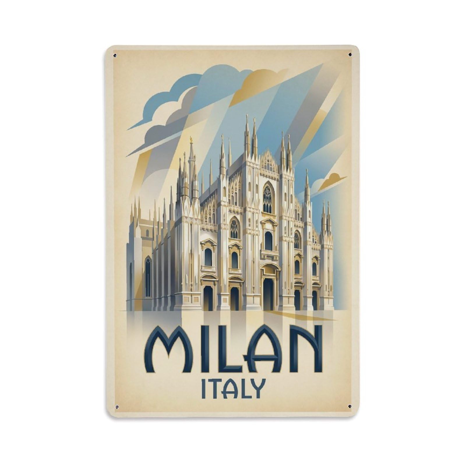 Retro Italy Milan Travel Metal Tin Sign