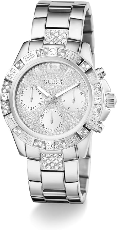 GUESS Orologio Uomo 46 Mm – Cassa Argento E Quadrante Arcobaleno Trasparente, Stile Moderno E Sostenibile