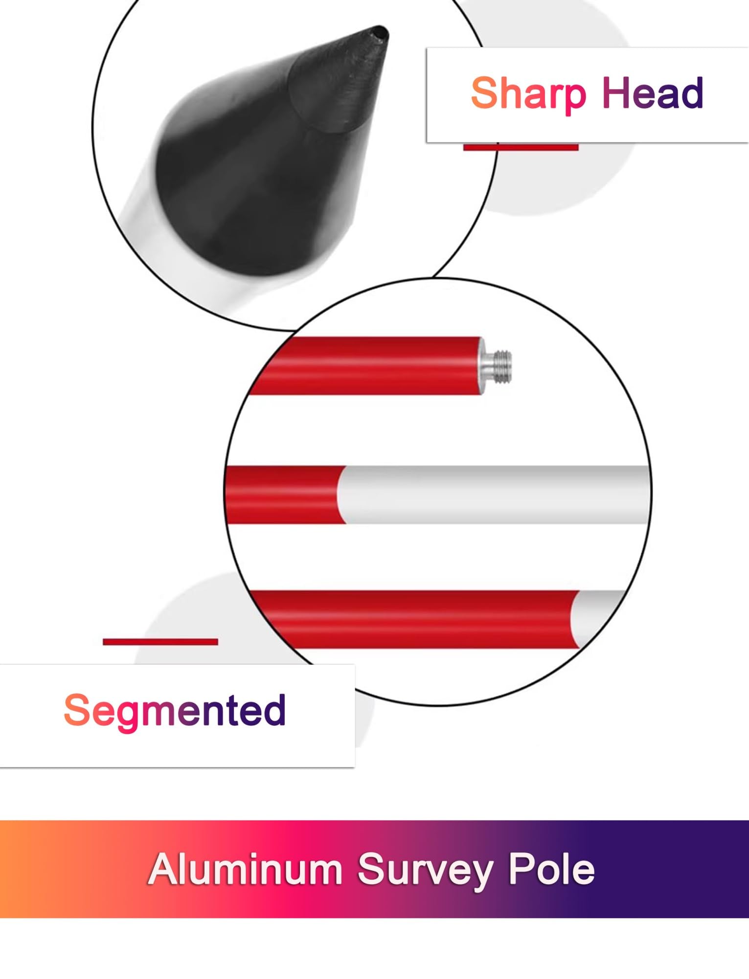 Asta di misurazione telescopica Regolabile in Alluminio da 1 a 5 m per rilievi topografici e tracciamenti edili - Strumento di misurazione Resistente, Leggero e Portatile da 300 cm.