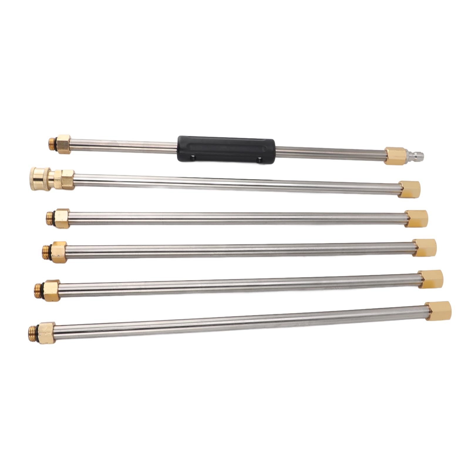 Lance d'Extension pour Nettoyeur Haute Pression 90 Pouces, Acier Inoxydable et Laiton, Rallonge avec Connecteur Rapide 1/4 pour Nettoyage de Toit, Voiture et Jardin, 6 Pièces