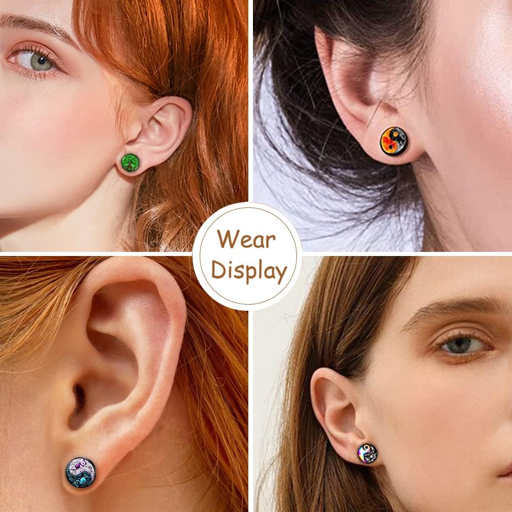 Amazon.com: SIISPRI 6Pairs YinYang Mens Earrings Set